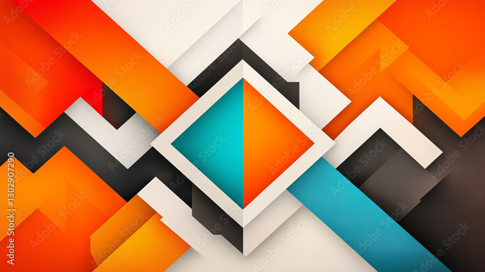 Poster a shape is split in the middle by a zigzag line
