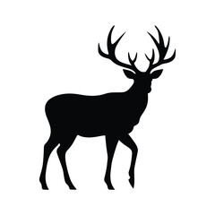 Obraz premium Reindeer vector silhouette illustration black color