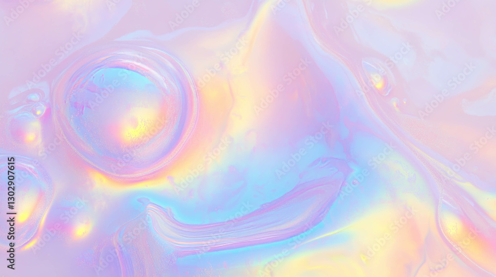 Poster iridescent liquid soap texture with pastel hues for abstract design and art projects