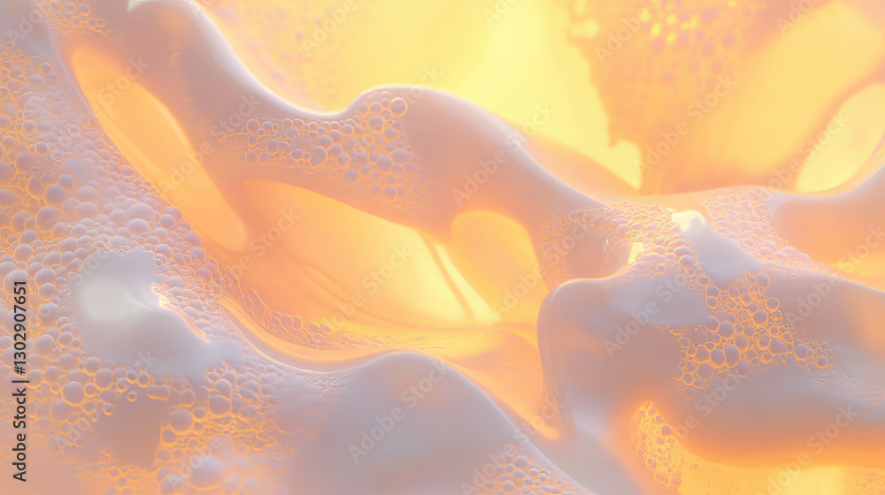 Poster close-up abstract art with fluid liquid wax texture and uniform bubbles