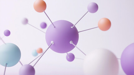 Abstract Pastel Spheres Connected Network Molecular Structure 3D Render
