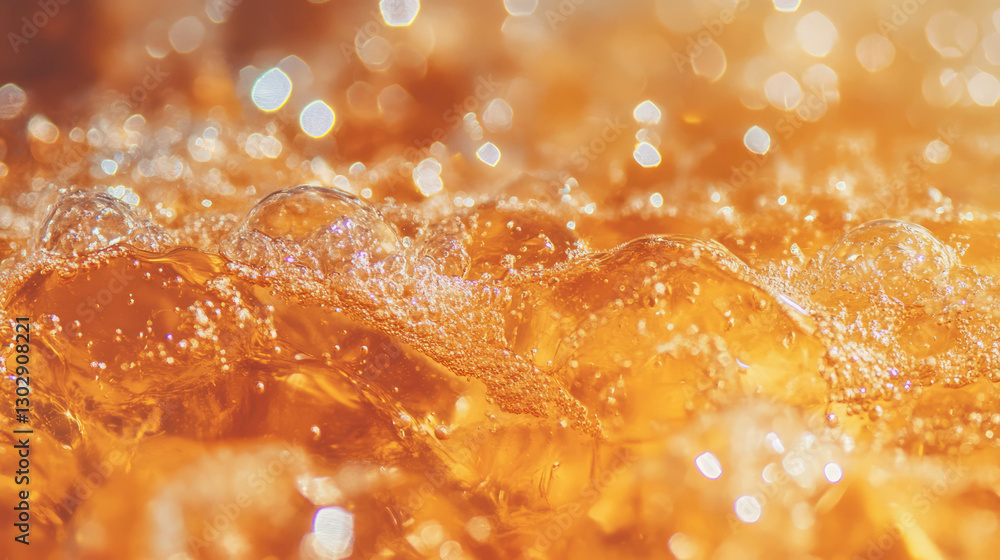 Poster vibrant close-up of sparkling water texture with bubbles and light reflections
