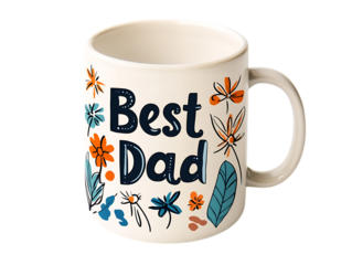 Best Dad mug with floral design