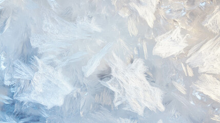 Obraz premium Intricate frost patterns on windowpane capturing natural winter art