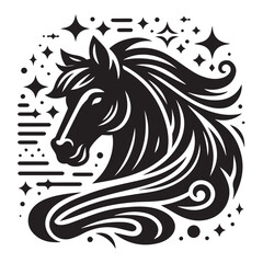 Naklejka premium Bold horse head silhouette design for logo
