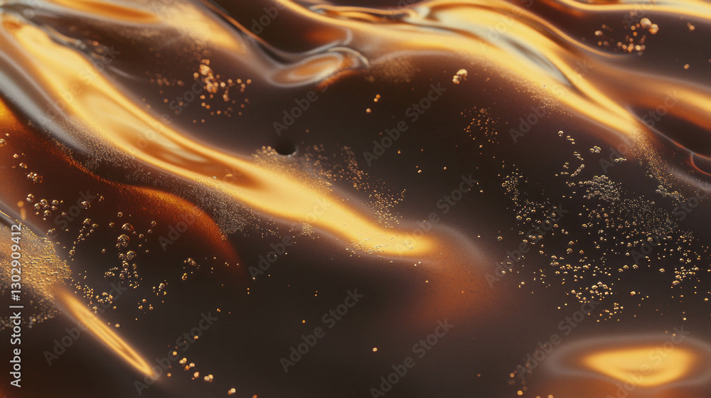 Poster elegant and clean close-up texture of dark cola with bubbles
