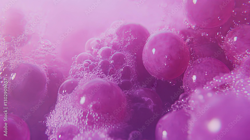 Poster elegant and clean close-up texture of grape soda bubbles