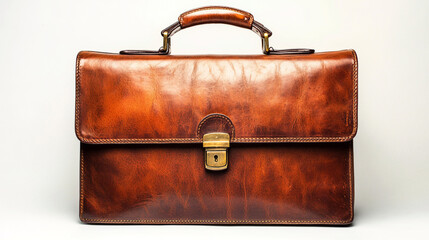 Classic Brown Leather Briefcase Vintage Style Portfolio Handbag for Business Professionals