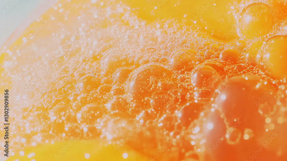 Aufkleber close-up of effervescent mango soda texture highlighting bubbles and citrus vibrance for refreshing 