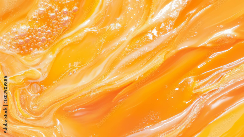 Poster elegant close-up of vibrant mango soda texture for refreshing design concepts