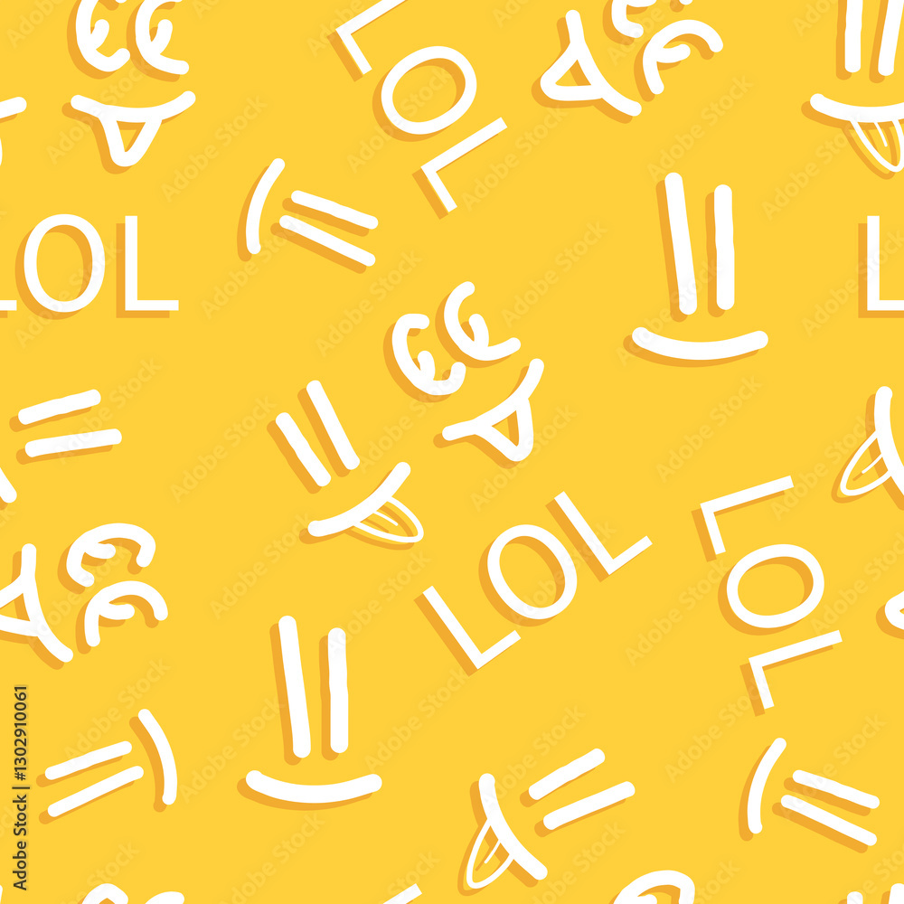 Poster abstract doodle seamless pattern with smile emoji. vector simple fabric print template with hand dra