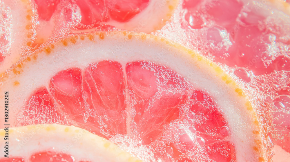 Poster elegant and clean close-up of pink grapefruit texture for fresh and vibrant design