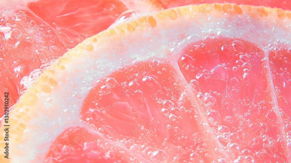 Poster elegant close-up of pink grapefruit slice with vibrant texture for culinary design