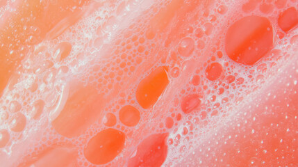 Fototapeta premium Elegant close-up texture of fresh rhubarb with bubbles for natural design inspiration
