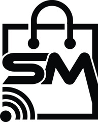 SM Shopping Bag Logo vector illustration 