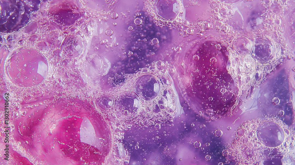 Poster sparkling abstract texture with pink and purple bubbles for modern design