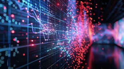 Fototapeta premium Futuristic Data Visualization with Colorful Data Points and Graphs