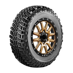 Obraz premium Offroad tire and wheel , car tire isolated on white background.