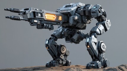 Futuristic Armored Mech Robot: A Powerful War Machine