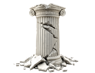 Broken classical column isolated on transparent or white background.PNG