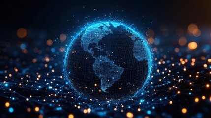 digital globe representing global network connections with technological impact texture background