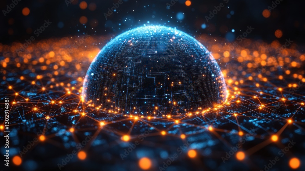 Aufkleber digital globe with network connections representing global technology and communication
