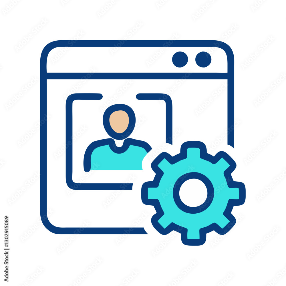 Aufkleber user profile settings interface with a gear icon on a web browser
