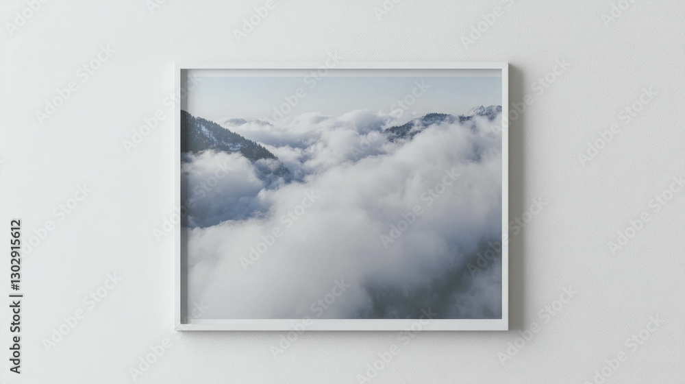 Poster minimalist interior design with white frame art display on wall