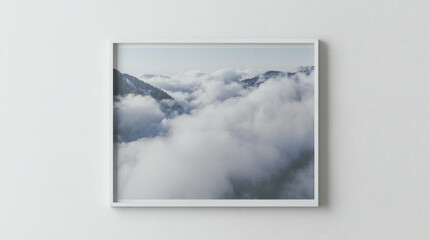 Minimalist interior design with white frame art display on wall