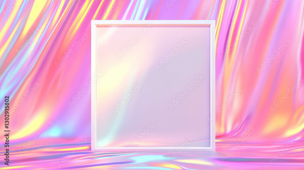 Aufkleber White frame on vibrant abstract background for art display or design mockup