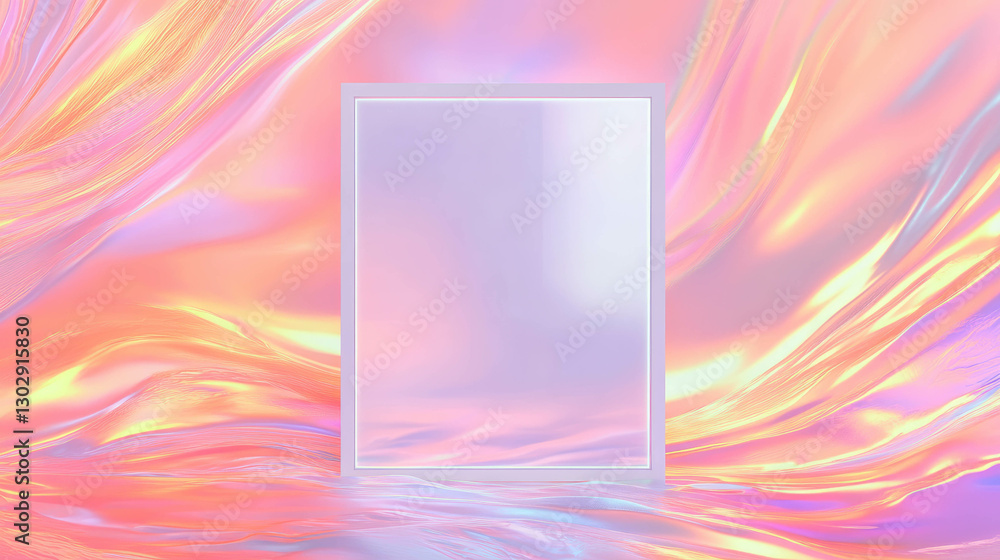 Aufkleber modern art mockup with white frame on vibrant abstract background for creative design