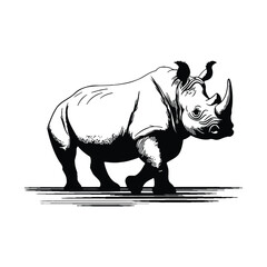 Fototapeta premium Rhinoceros vector silhouette illustration