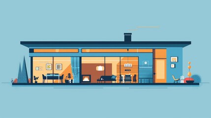 Obraz premium Modern Minimalist Home Interior Design Illustration
