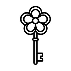 Obraz premium Elegant black vector icon of a golden key shaped like a clover