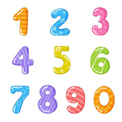 Vector collection of numbers in colorful style
