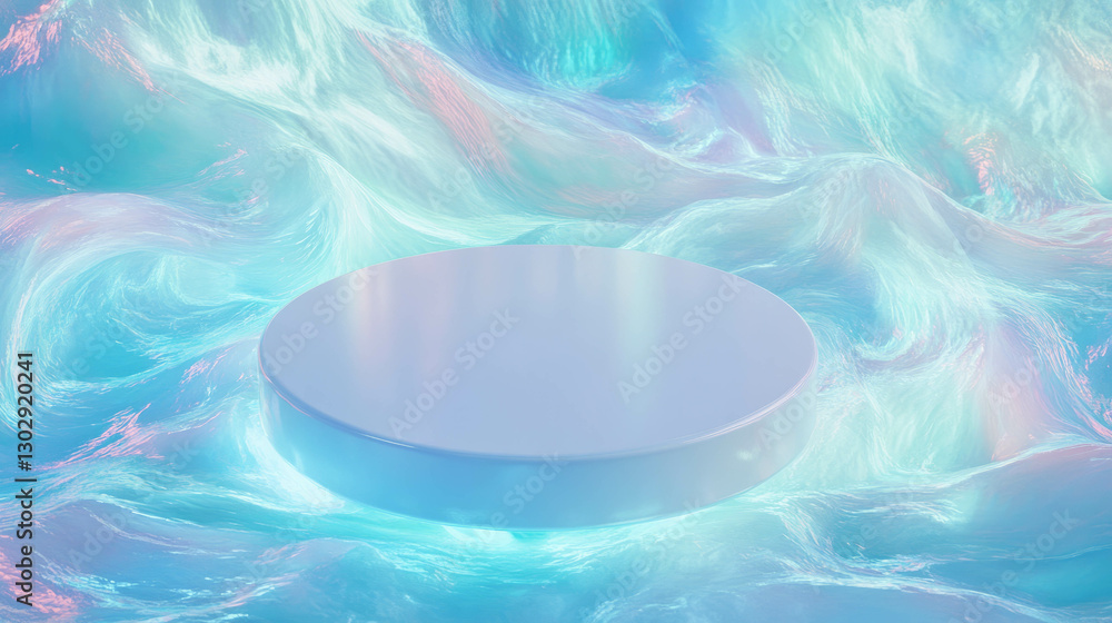 Poster Modern display podium on iridescent abstract background for product presentation