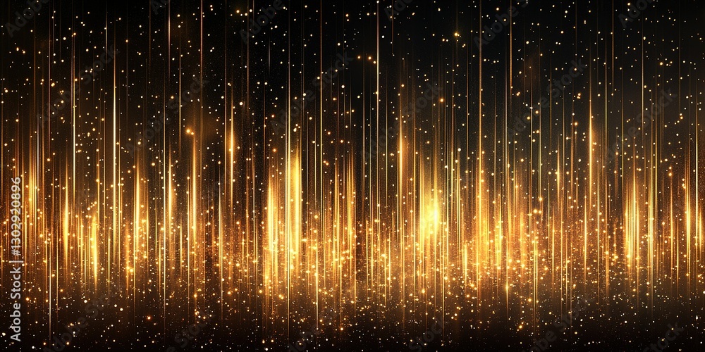 Poster golden light streaks create abstract patterns in a dark background for visual impact at a festive ev