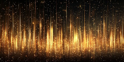 Golden light streaks create abstract patterns in a dark background for visual impact at a festive event