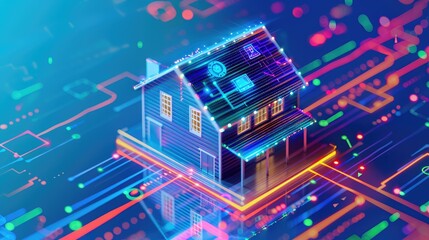 Naklejka premium Futuristic Smart Home Technology Concept