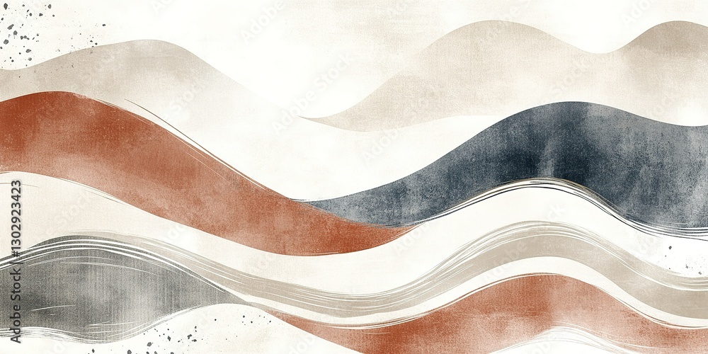 Poster abstract wave patterns in earthy tones create a calming and serene backdrop for various design appli