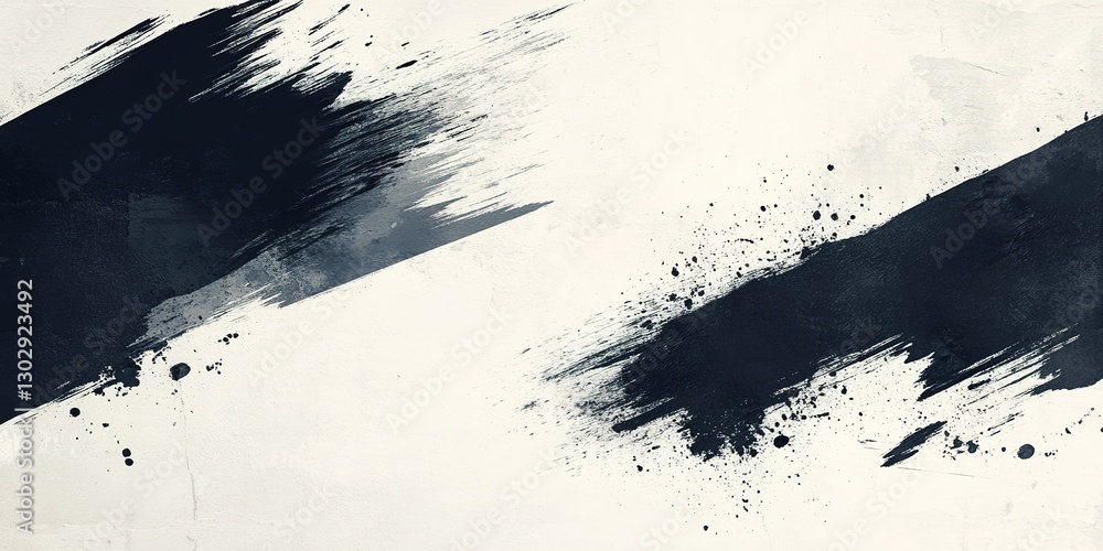 Poster abstract black and white paint strokes creating dynamic textures in modern art style