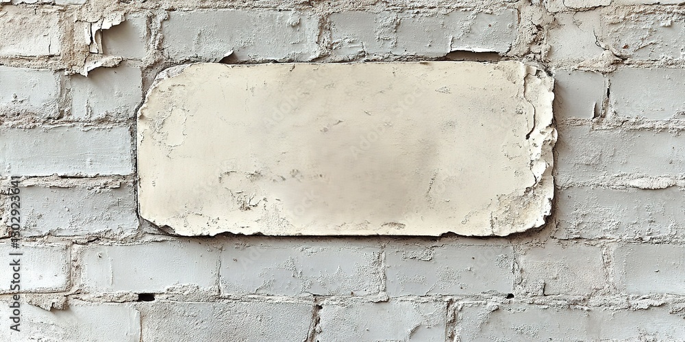 Poster plain white plastered wall with rough texture and missing paint in an urban setting during daylight 
