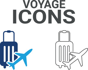 Obraz premium Voyage icons. Summer vacations and holiday symbol vector illustration. Collection of traveling and tourism elements.