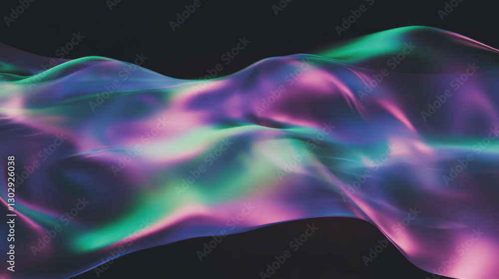 Poster enchanting aurora borealis overlay with flowing gradient for creative designs