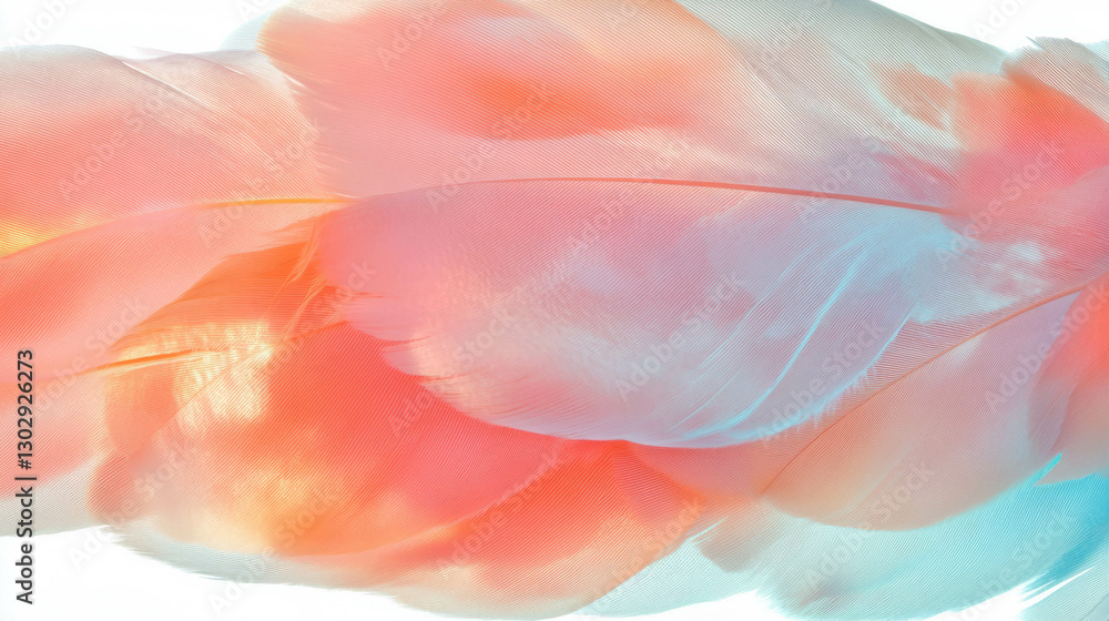 Poster elegant overlay of colorful bird feathers with a soft texture for creative designs