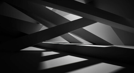 Abstract Monochromatic Architectural Design Intersecting Lines and Shadows