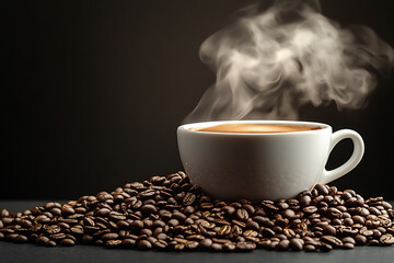 Aromatic Coffee Beans , coffee bean, banner, background, coffee, brown, espresso, drink, coffee, caffeine, generative ai