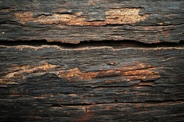 Fototapeta premium Dark wood grain texture showing rough surface with cracks