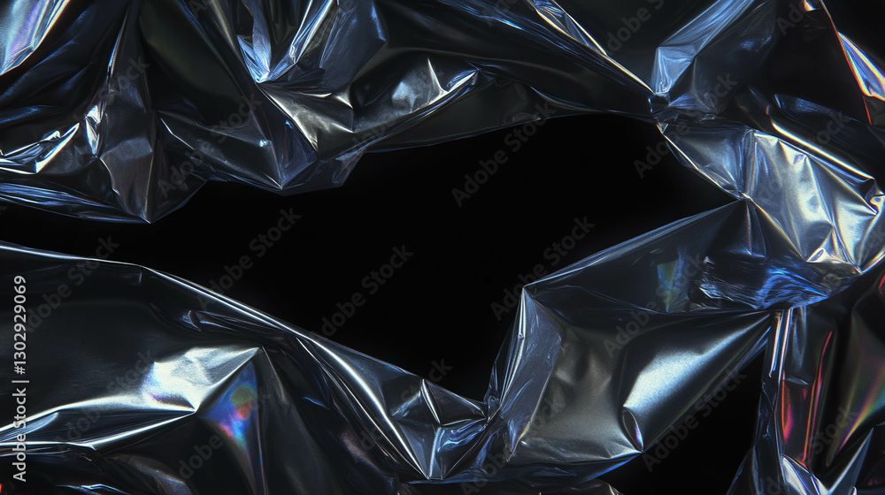 Poster iridescent crumpled cellophane texture for abstract design