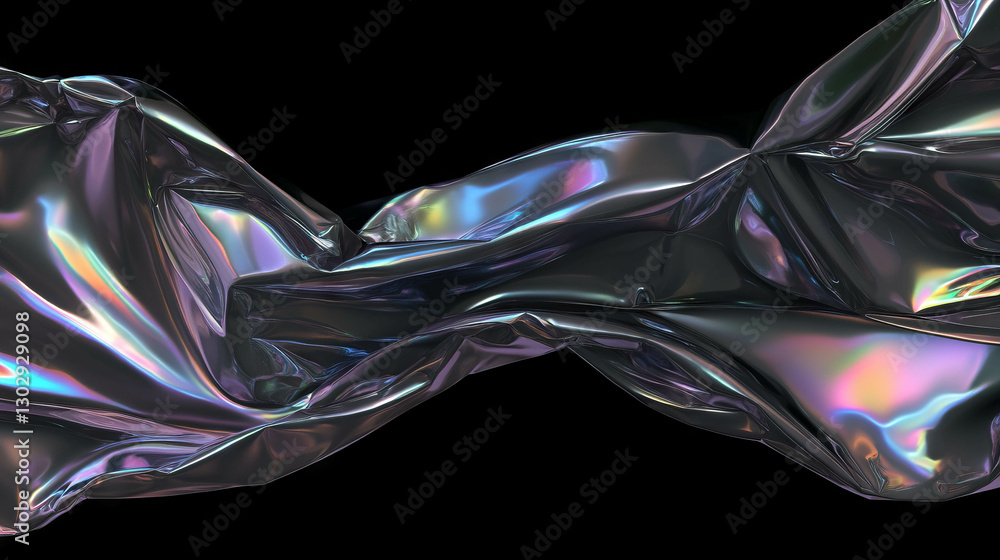 Poster iridescent crumpled cellophane overlay texture for creative design projects